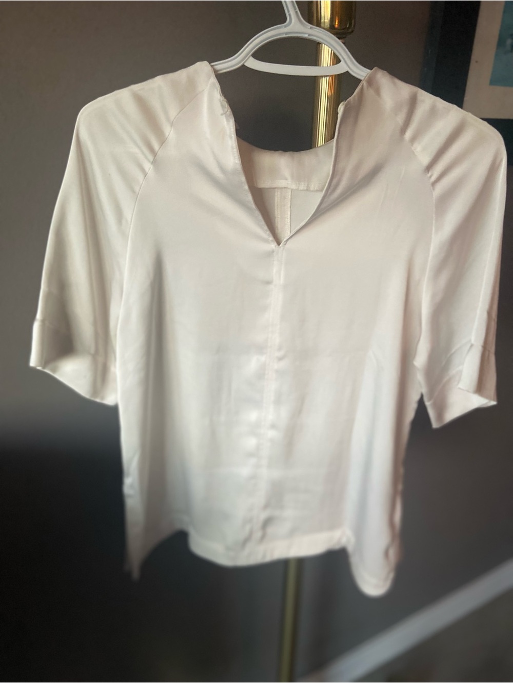 Dynamite Blush Pink Satin Blouse with Sheer Sleeves - Picture 5 of 5